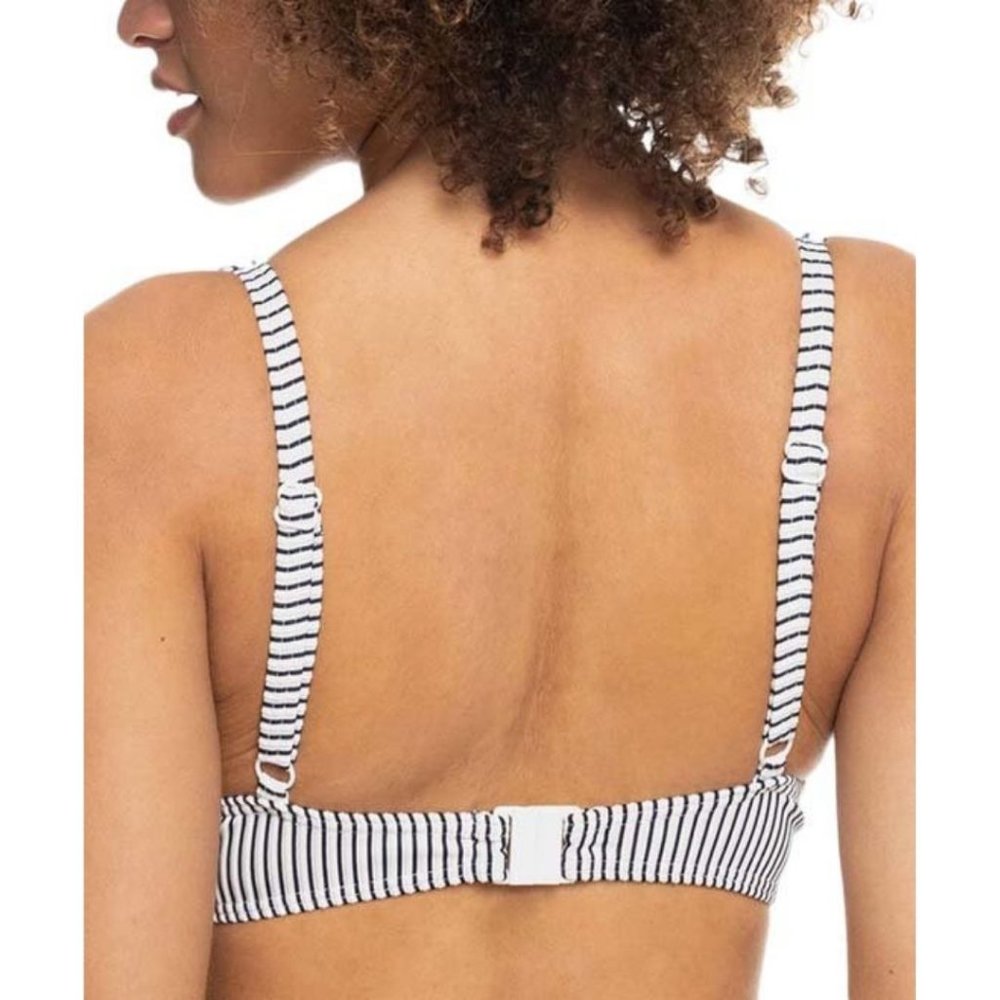 NWT ROXY Stripe Dcup Underwire Bikini Top Black White Small - Picture 2 of 4